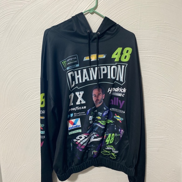 Jimmy Johnson nascar #48 hooded sweater sweat shirt with pockets strings XXL 2XL - Picture 5 of 6